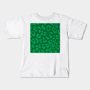 Leopard Print Pale Greens Kids T-Shirt